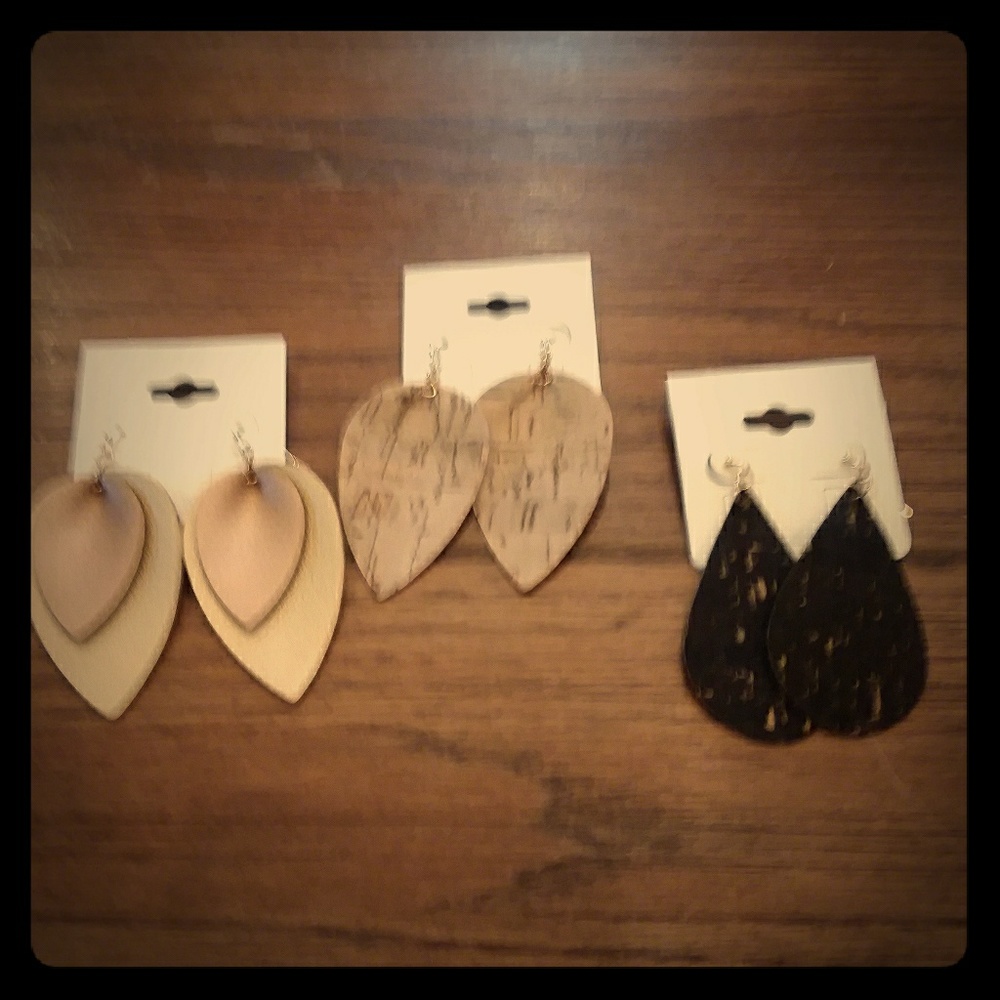 Cork and faux leather earrings